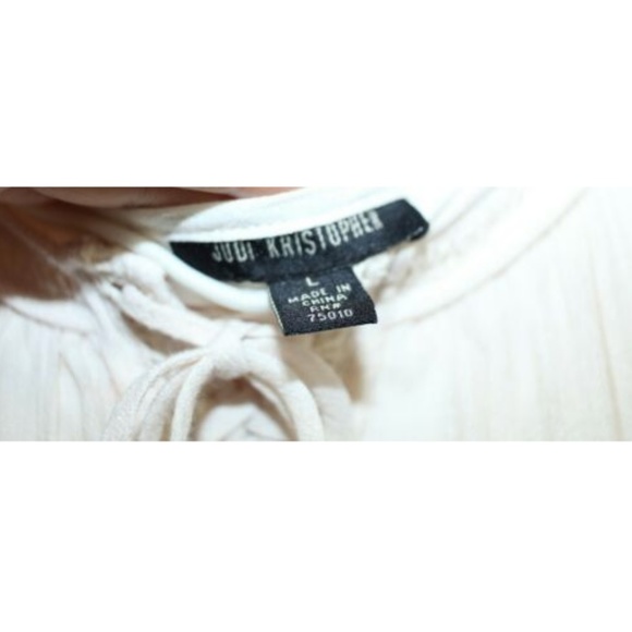 Jodi Kristopher Ivory & Blue Boho Lace Up Dress - Picture 6 of 6